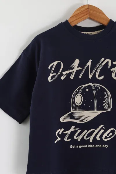 Lacivert (2-6 Yaş) Dance Studios Baskılı Şortlu Süprem Erkek Çocuk Yazlık Takım 438087