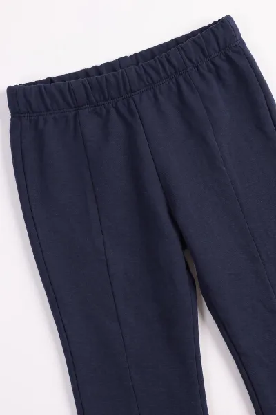 Lacivert (2-6 Yaş) Kalp Nakışlı İspanyol Taytlı 2 İp Kız Çocuk Mevsimlik Takım 488374