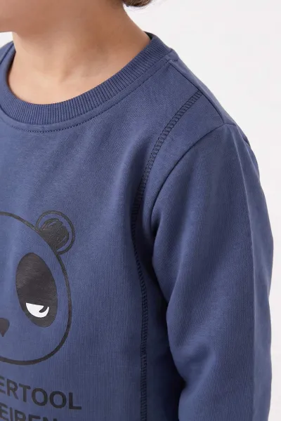 Lacivert (2-6 Yaş)Panda Baskılı  2 İp Erkek Çocuk Mevsimlik Takım 472732