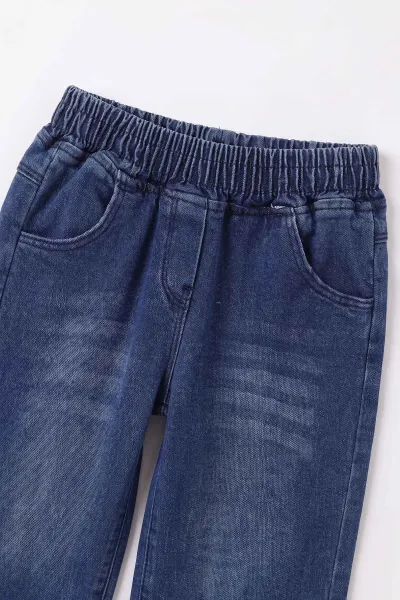 Lacivert (2-7 Yaş) Bebek Figürlü Kot Pantolonlu Kız Çocuk Takım 497479