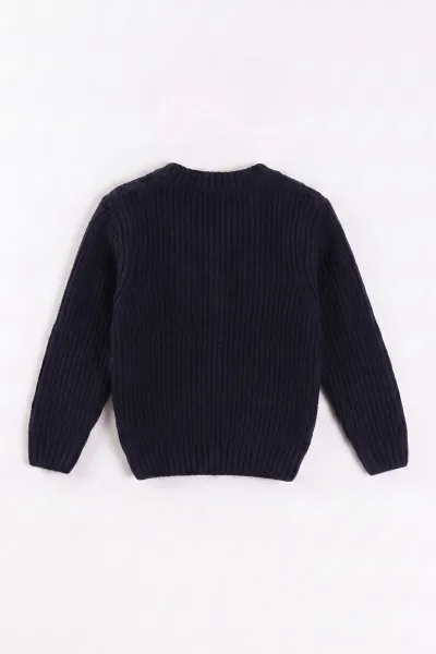 Lacivert (2-8 Yaş) Düğmeli Erkek Çocuk Selanik Hırka 474257