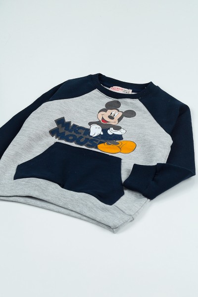 Lacivert (2-8 Yaş) Mickey Mouse Baskılı Erkek Çocuk Takım 96614