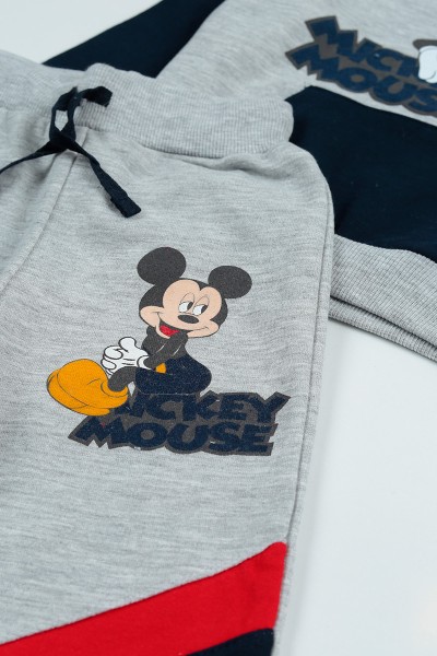 Lacivert (2-8 Yaş) Mickey Mouse Baskılı Erkek Çocuk Takım 96614