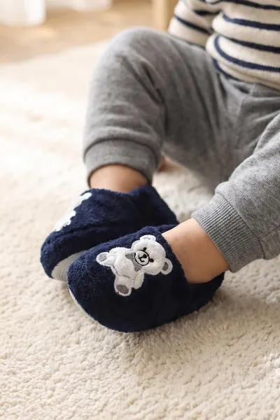 Lacivert ( 21 - 24 ) Peluş Figürlü Bebek Panduf 496284