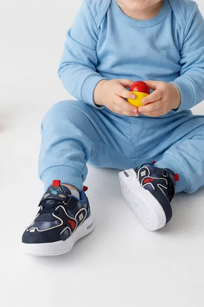 Lacivert ( 22 - 25 ) Cırt Bantlı Işıklı Erkek Bebek Spor Ayakkabı 438574