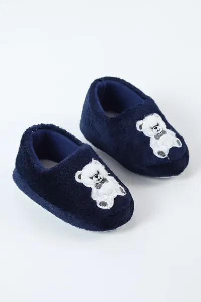 Lacivert ( 25 - 30 ) Peluş Figürlü Çocuk Panduf 496290