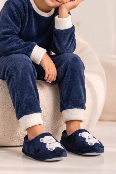 Lacivert ( 29 - 34 ) Peluş Figürlü Çocuk Panduf 496297