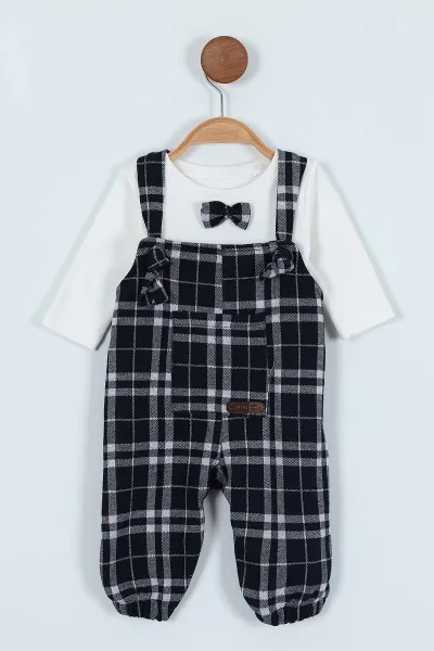 Lacivert (3-12 Ay) Ayıcıklı Salopet Erkek Bebek Takım 245806