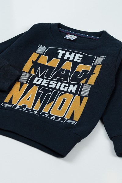 Lacivert (3-12 Yaş) Baskılı Erkek Çocuk Sweatshirt 92660