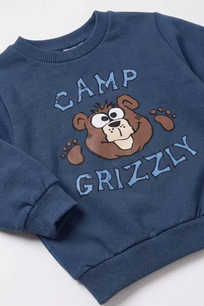 Lacivert (3-18 Ay) Camp Baskılı 2 İp Erkek Bebek Mevsimlik Takım 481169