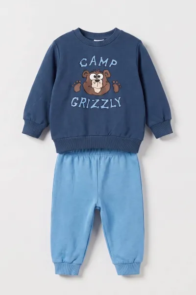 Lacivert (3-18 Ay) Camp Baskılı 2 İp Erkek Bebek Mevsimlik Takım 481169