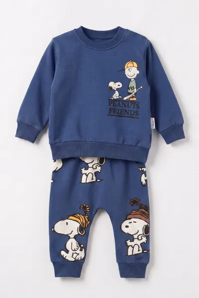 Lacivert (3-24 Ay)Peanuts Baskılı 2 İp Erkek Bebek Mevsimlik Takım 472794