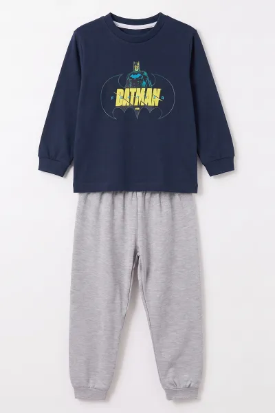 Lacivert (3-8 Yaş) Karakter Baskılı İnterlok Kumaş Erkek Çocuk Pijama Takım 491033