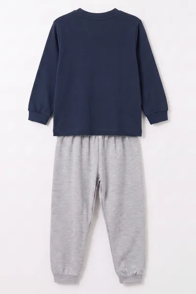 Lacivert (3-8 Yaş) Karakter Baskılı İnterlok Kumaş Erkek Çocuk Pijama Takım 491033