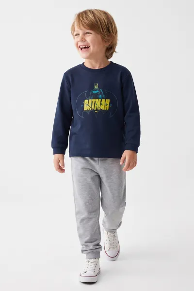 Lacivert (3-8 Yaş) Karakter Baskılı İnterlok Kumaş Erkek Çocuk Pijama Takım 491033