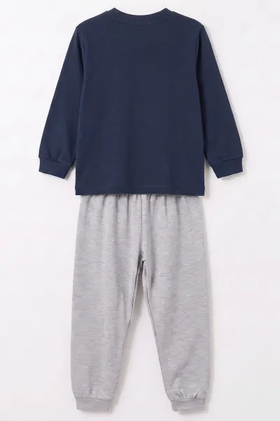 Lacivert (3-8 Yaş) Karakter Baskılı İnterlok Kumaş Erkek Çocuk Pijama Takım 491039