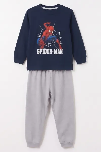 Lacivert (3-8 Yaş) Karakter Baskılı İnterlok Kumaş Erkek Çocuk Pijama Takım 491039