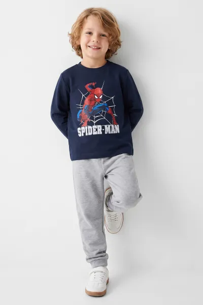 Lacivert (3-8 Yaş) Karakter Baskılı İnterlok Kumaş Erkek Çocuk Pijama Takım 491039