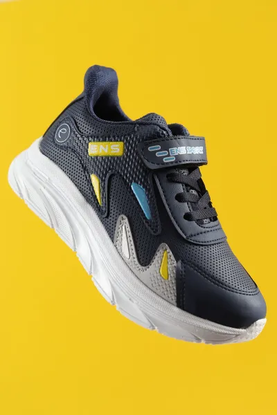 Lacivert (31-35 Filet) Baskılı Kalın Taban Cırtlı Erkek Çocuk Spor Ayakkabı 228006