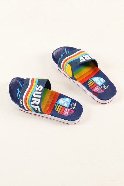 Lacivert (31-35 Filet) Surf Güneş Motifli Erkek Çocuk Terlik 189551
