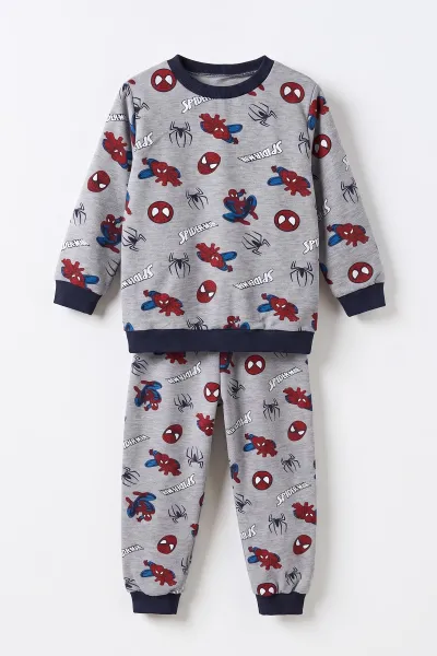 Lacivert (4-10 Yaş) Desenli 2 İp Erkek Çocuk Pijama Takım 483317