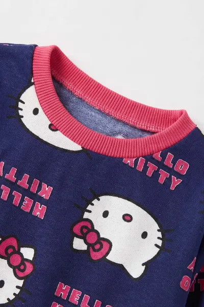 Lacivert (4-10 Yaş) Desenli 2 İp Kız  Çocuk Pijama Takım 483340