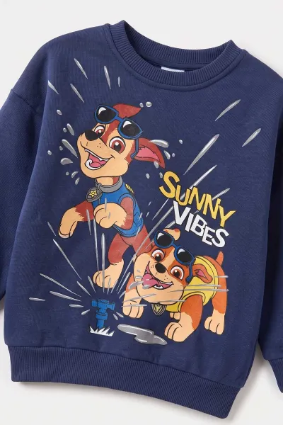 Lacivert (4-10 Yaş) Karakter Baskılı 3 İp Şardonlu Erkek Çocuk Kışlık Takım 498692