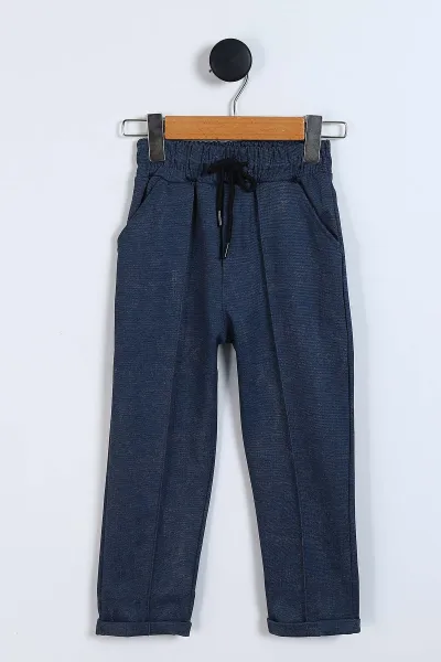 Lacivert (4-11 Yaş)Kot Cep Detaylı Bel Lastikli Jogger Pantolonlu Erkek Çocuk Takım 339695