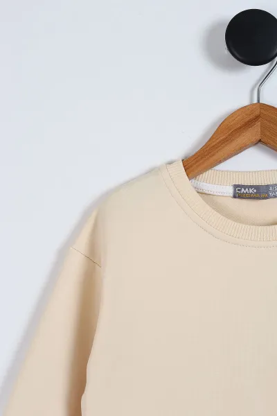 Lacivert (4-11 Yaş)Kot Cep Detaylı Bel Lastikli Jogger Pantolonlu Erkek Çocuk Takım 339695