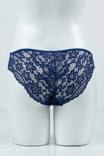 Lacivert 4236 Bikini Ön Üst Dar Çapraz Bant Alt Tül Arka Bantlı Külot 99886