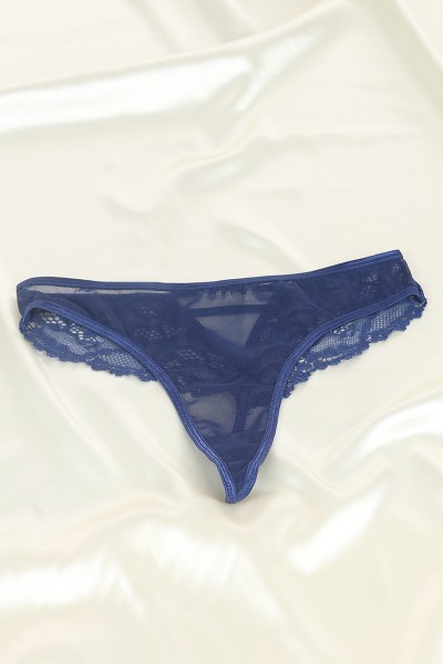 Lacivert 4531 Ön Tül Arka Bant Ortası Açık Love Yazılı Tanga Külot 99959