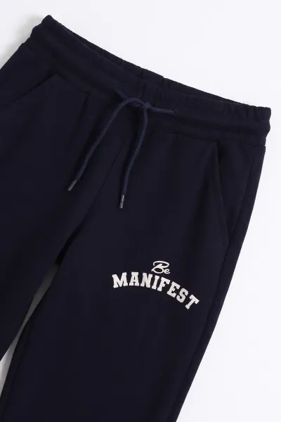 Lacivert (5-10 Yaş) Manifest Baskılı Oysho Kumaş Kız Çocuk Mevsimlik Takım 494965