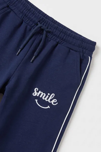 Lacivert (5-10 Yaş) Smile Nakışlı Stoperli Oysho Kız Çocuk Takım 482258