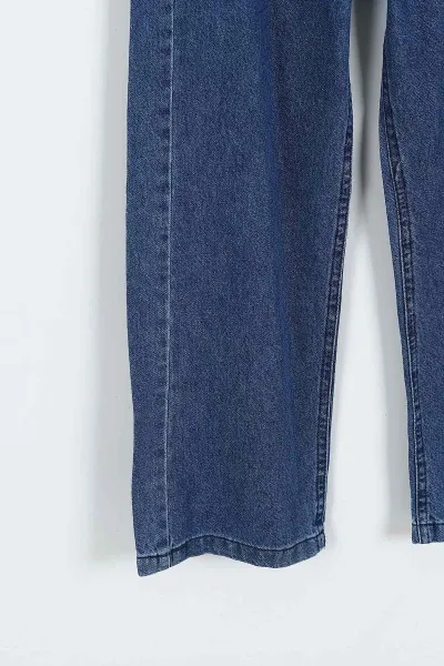 Lacivert (5-10 Yaş)Boncuklu Fiyonk Nakışlı Kız Çocuk Kot Pantolon 415240