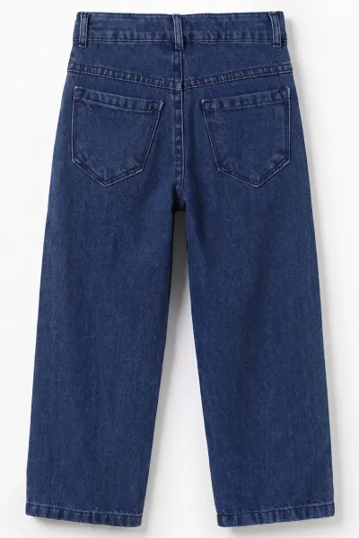 Lacivert (5-12 Yaş) Baggy  Erkek  Çocuk Kot Pantolon 490859