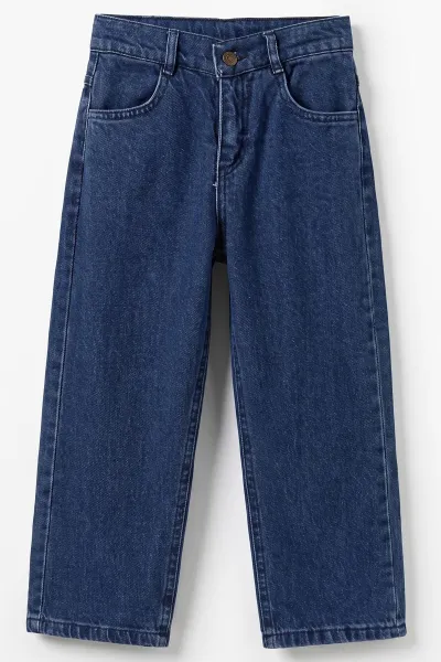 Lacivert (5-12 Yaş) Baggy  Erkek  Çocuk Kot Pantolon 490859