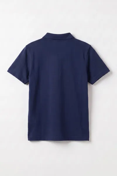 Lacivert (5-13 Yaş) Kısa Kol Polo Yaka Unisex Çocuk Okul Tişörtü 480886