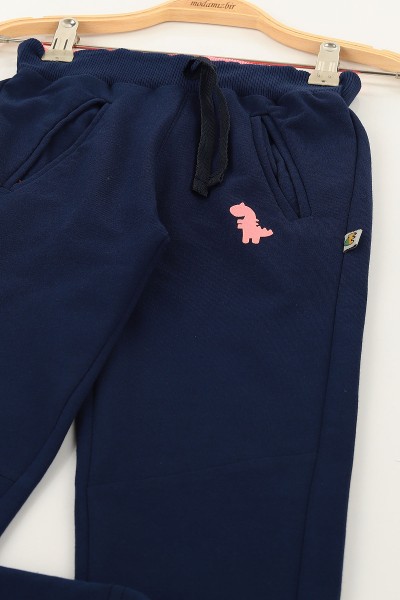 Lacivert (5-8 Yaş) Dinazor Baskılı Kız Çocuk Eşofman Alt 145468