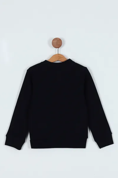 Lacivert (5-8 Yaş)  Waffle Kumaş Hakim Yaka Erkek Çocuk Sweat 236873