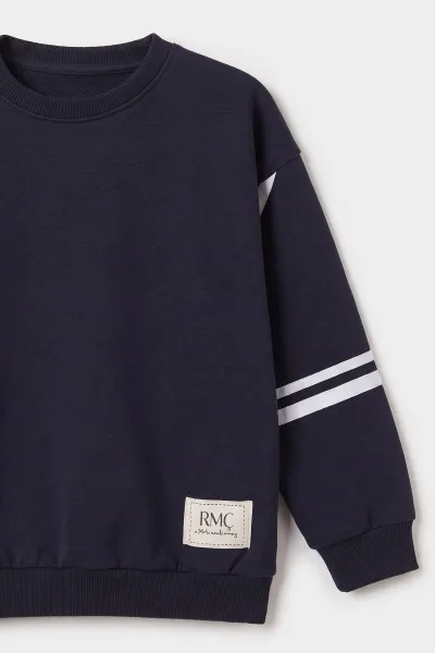 Lacivert (5-9 Yaş) Yan Çizgili 3 İp Şardonlu Erkek Çocuk Kışlık Takım 500135
