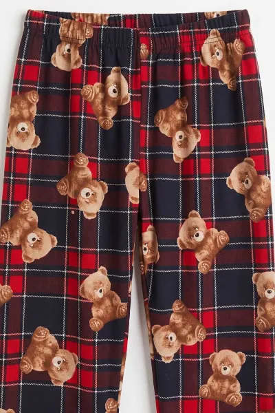 Lacivert (6-14 Yaş) Desenli Yakadan Yarım Düğmeli  Süprem Kumaş Kız Çocuk Pijama Takımı 487223