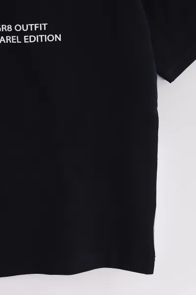 Lacivert (6-14 Yaş) Outfith Baskılı 2 İp Erkek Çocuk Tişört 469270