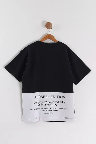 Lacivert (6-14 Yaş) Outfith Baskılı 2 İp Erkek Çocuk Tişört 469270