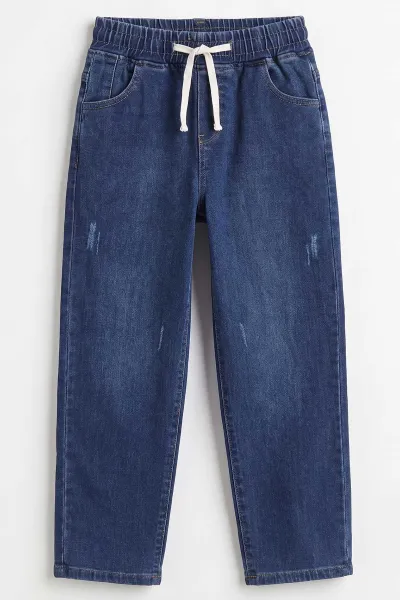 Lacivert (6-15 Yaş)Beli Lastikli Baggy Jogger Erkek Çocuk Kot Pantolon 492873