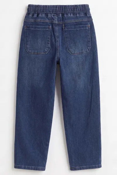 Lacivert (6-15 Yaş)Beli Lastikli Baggy Jogger Erkek Çocuk Kot Pantolon 492873