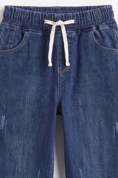 Lacivert (6-15 Yaş)Beli Lastikli Baggy Jogger Erkek Çocuk Kot Pantolon 492873