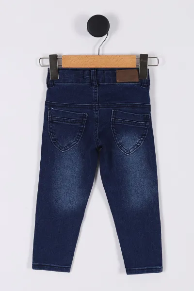 Lacivert (6-24 Ay) Kelebek Nakışlı Kız Bebek Kot Pantolon 264584