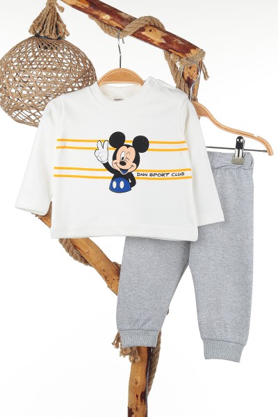 Lacivert (6-24 Ay) Mickey Baskılı Üçlü Erkek Takım 143584