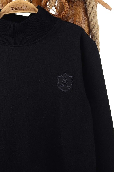 Lacivert (7-11 Yaş) A Nakışlı Balıkçı Yaka İki İp Erkek Çocuk Sweat 151686