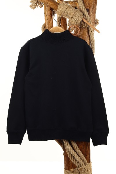 Lacivert (7-11 Yaş) A Nakışlı Balıkçı Yaka İki İp Erkek Çocuk Sweat 151686